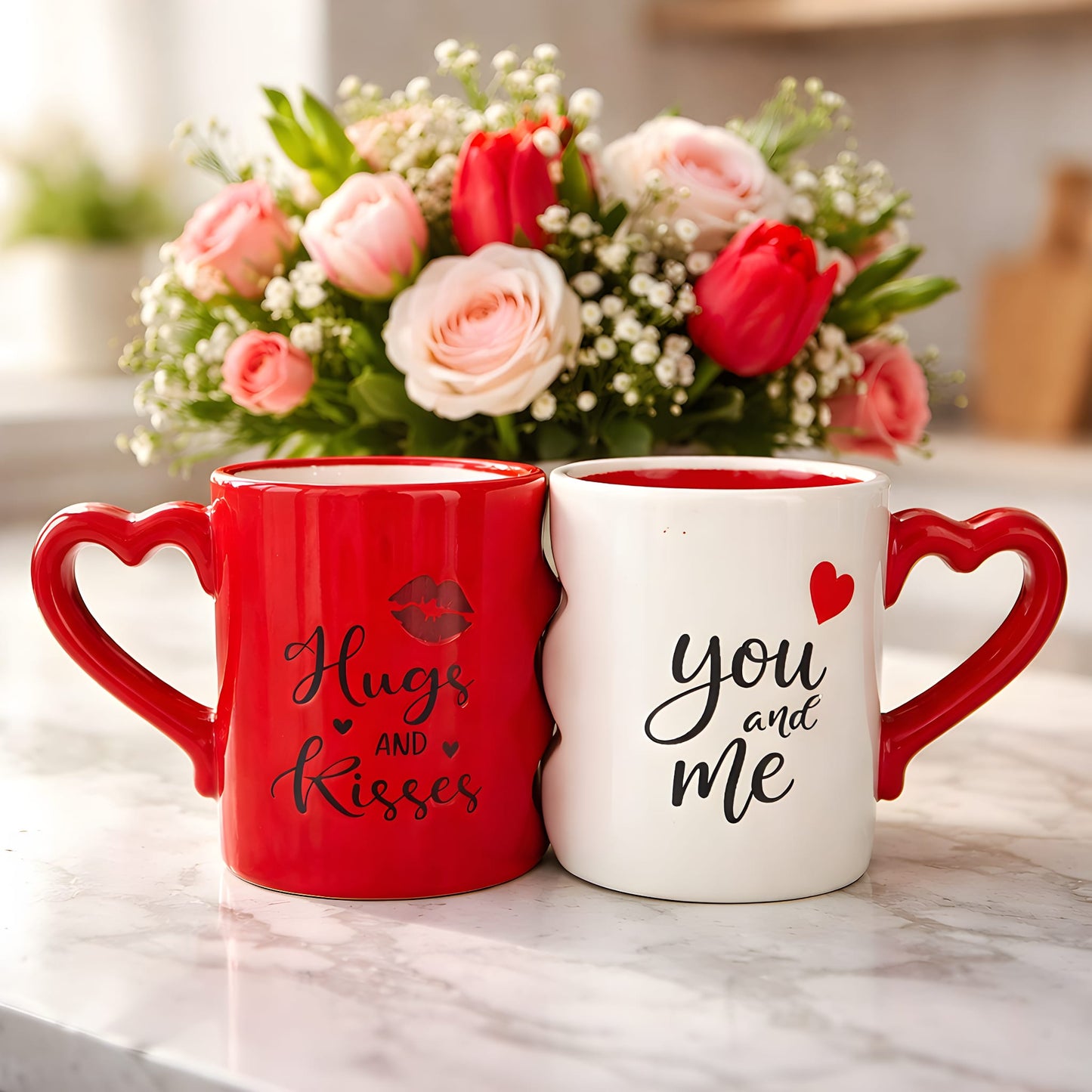 💞You & Me – Herzhenkel Tassen-Set 💞