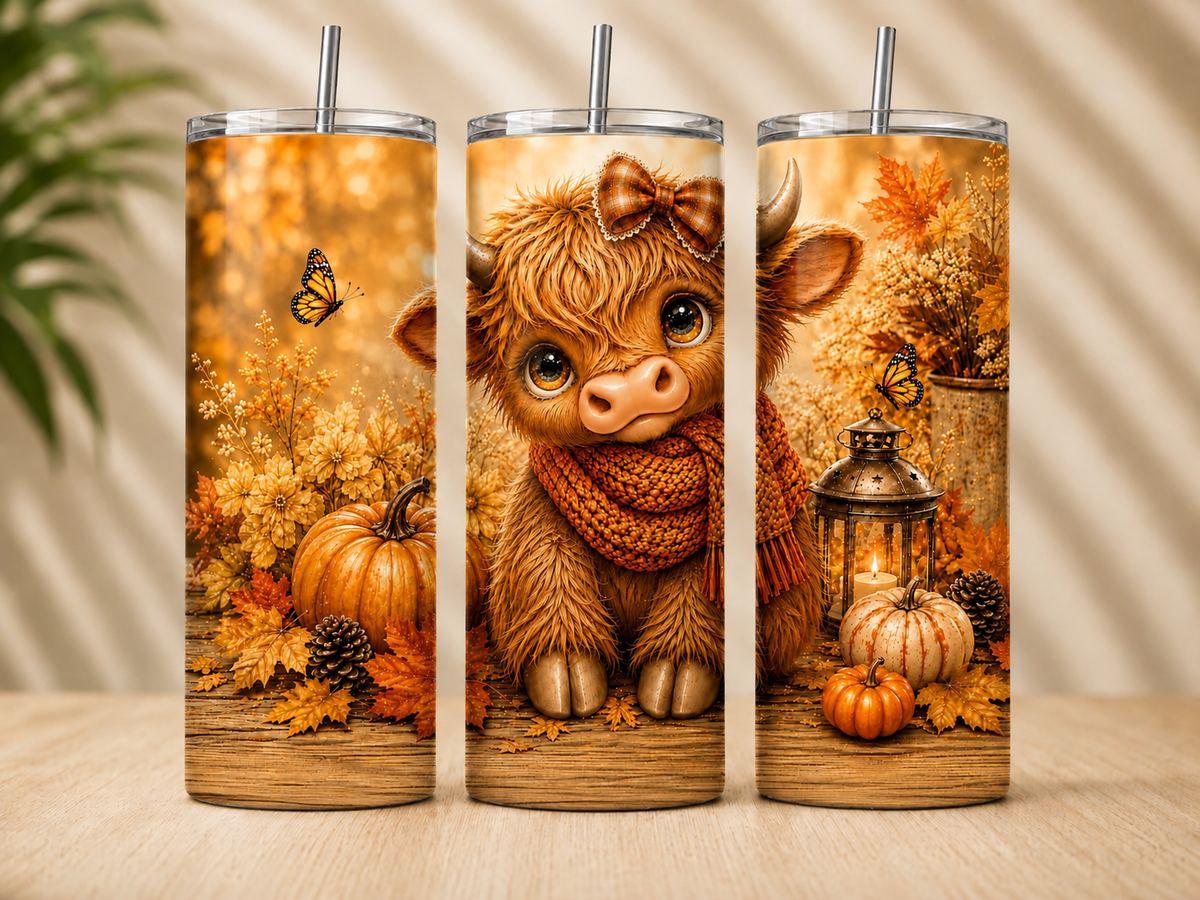 Highland-Cow Herbst-Tumbler | 20 oz Edelstahlbecher