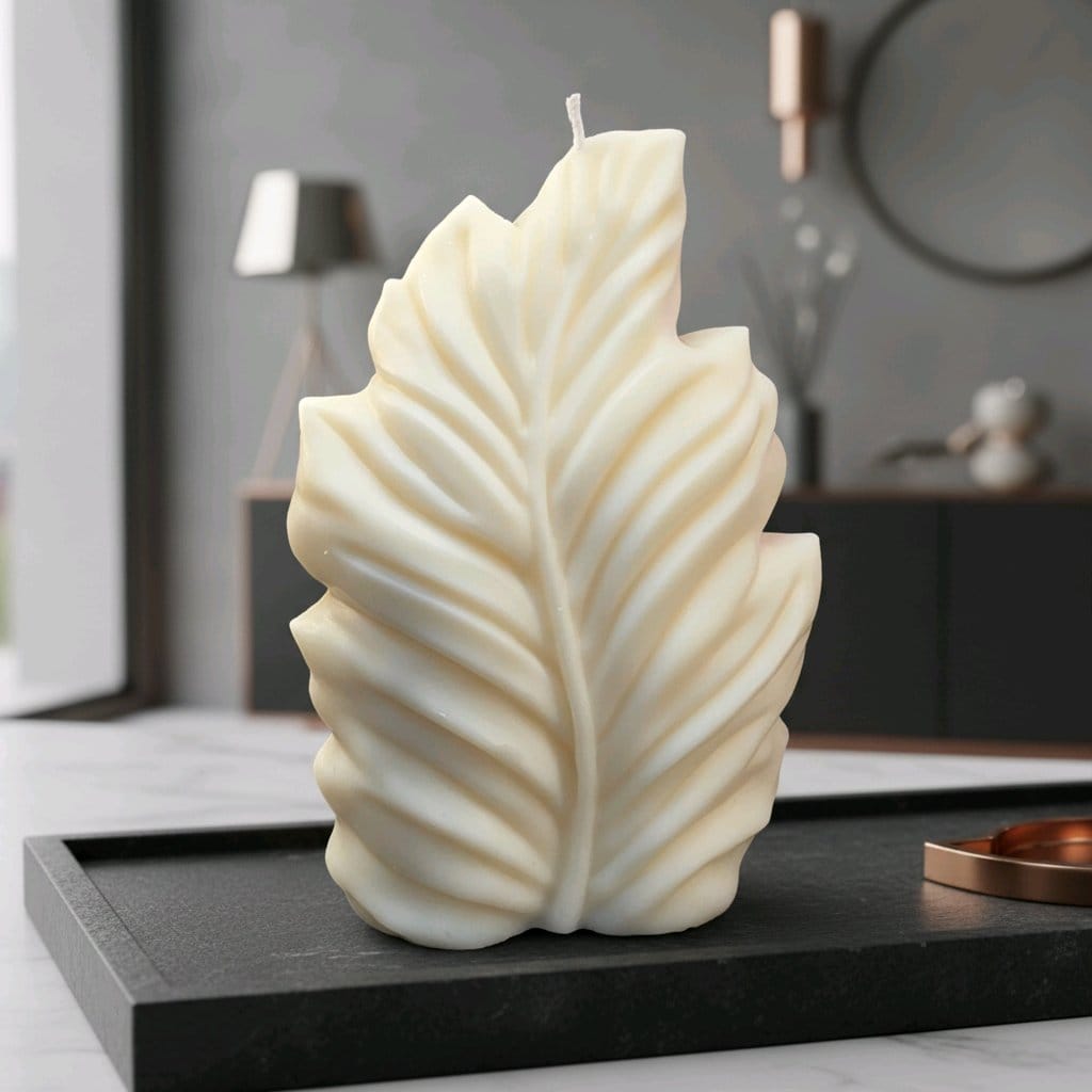 Ivory Leaf Elfenbeinblatt Elegante Standkerze