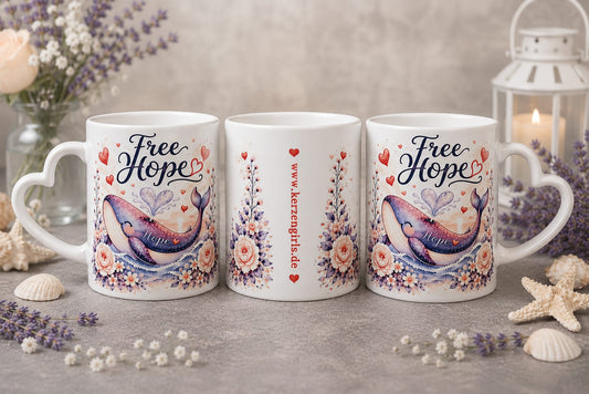 🐋 Free Hope Herz Henkeltasse 🐋