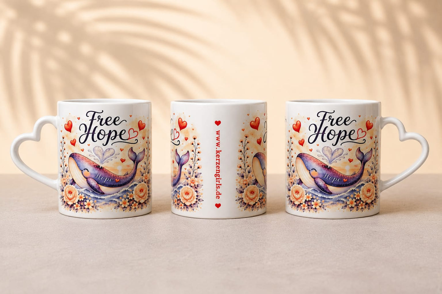 🐋 Free Hope Herz Henkeltasse 🐋