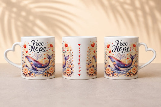 🐋 Free Hope Herz Henkeltasse 🐋