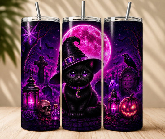 Witchy Cat Tumbler | 20 oz Edelstahlbecher