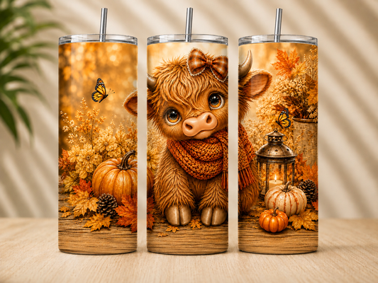 Highland-Cow Herbst-Tumbler | 20 oz Edelstahlbecher