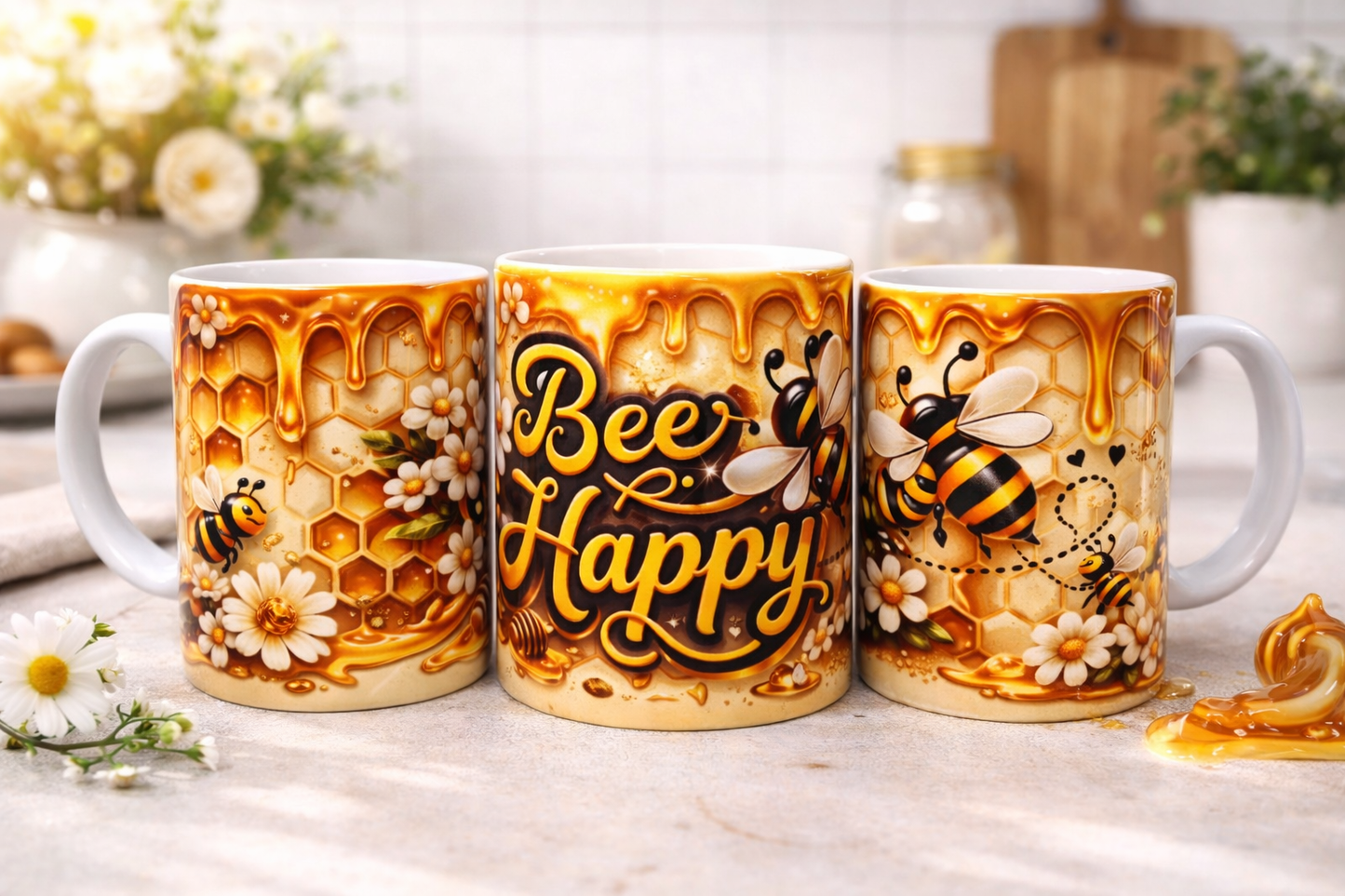 🐝 Bee Happy – Henkeltasse 🐝