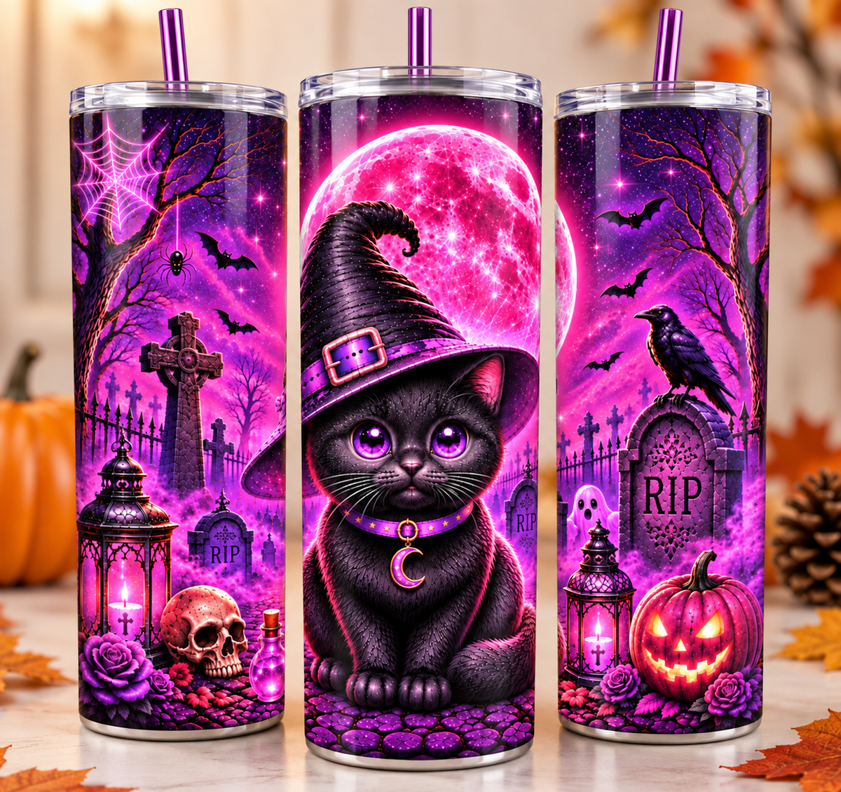 Witchy Cat Tumbler | 20 oz Edelstahlbecher